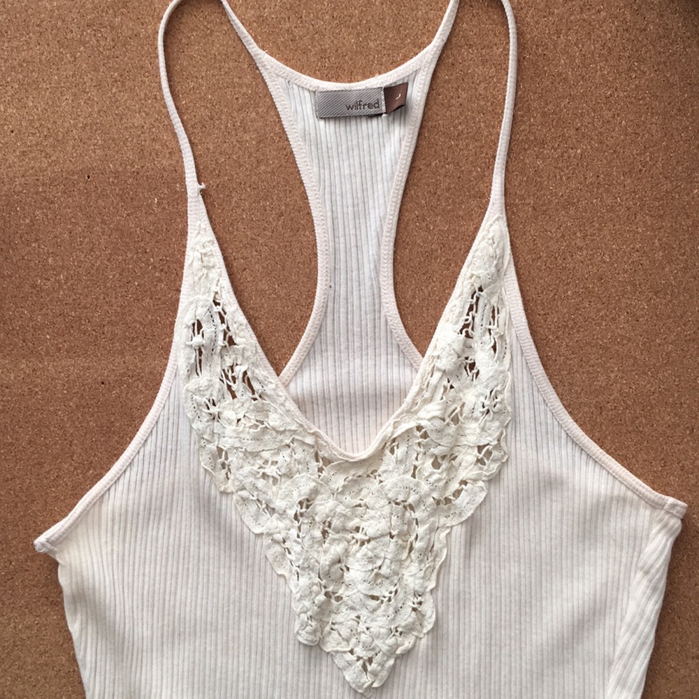 Aritzia Wilfred Cream Lace Wifebeater Camisole